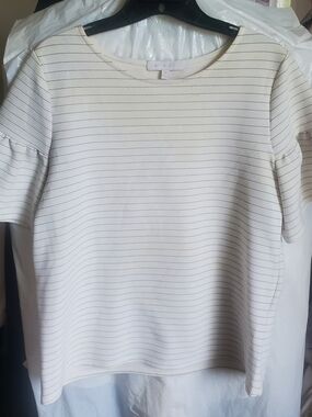Striped Short Bell Sleeved Top